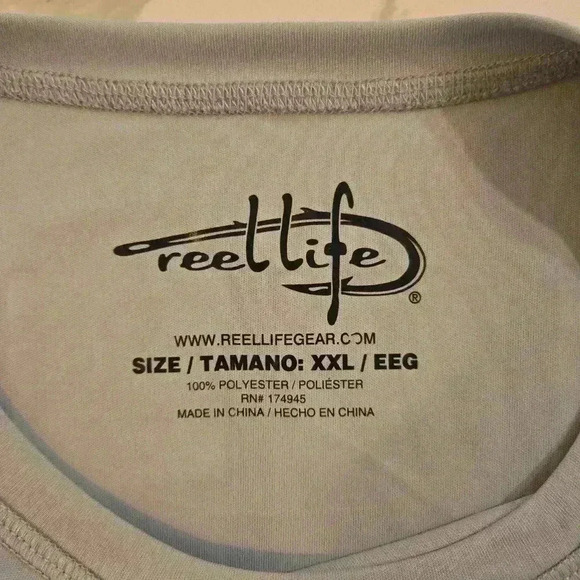 Reel Life Mens LS Poly Fishing Sun Defender UV 50 Long Sleeve Gray Size XXL - Picture 9 of 11